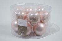 12 kerstballen poeder roze emaille 50 mm - Ksd