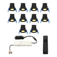 Set van 10 Milano LED Mini Inbouwspots met trafo - 12 Volt 3 Watt 200 lumen - Dimbaar - Plat 34mm - 2700K - IP65 waterdicht - Zwart - Veranda Spotjes - Overkapping Spotjes