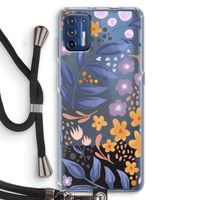 Flowers with blue leaves: Motorola Moto G9 Plus Transparant Hoesje met koord