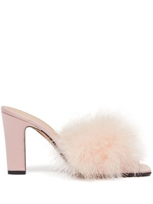 Maison Margiela mules en satin ornées de plumes 90 mm - Rose
