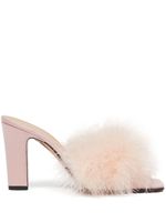 Maison Margiela mules en satin ornées de plumes 90 mm - Rose - thumbnail