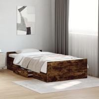 Bedframe met lades bewerkt hout gerookt eikenkleurig 90x200 cm