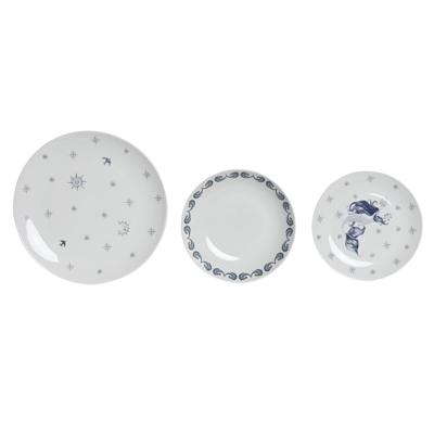 Serviesset DKD Home Decor Blauw Wit Porselein 18 Onderdelen 27 x 27 x 3 cm (2 Stuks)