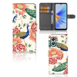 Telefoonhoesje met Pasjes voor OPPO A17 Pink Peacock