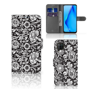 Huawei P40 Lite Hoesje Black Flowers