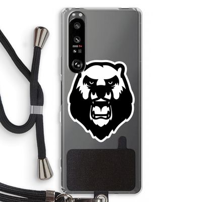 Angry Bear (white): Sony Xperia 1 III Transparant Hoesje met koord