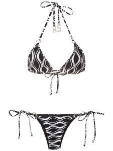 Amir Slama bikini à motif vagues - Noir