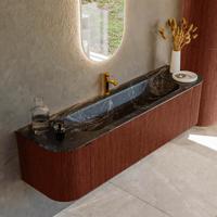 Badmeubel Mondiaz Kurve-Dlux | 170 cm cm | Meubelkleur Ruby | Wastafelkleur Lava | Solid surface | Wasbak midden spoelbak | 1 kraangat