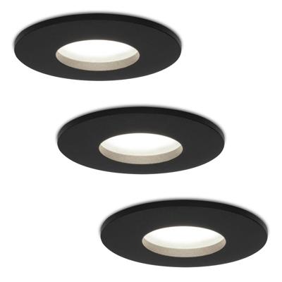 Set van 3 Porto - LED Inbouwspots - 5 Watt 400 lumen - 6000K Daglicht wit - GU10 - Dimbaar - Rond - IP44 voor badkamer, buiten en binnen - Zwart