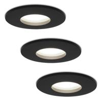 Set van 3 Porto - LED Inbouwspots - 5 Watt 400 lumen - 6000K Daglicht wit - GU10 - Dimbaar - Rond - IP44 voor badkamer, buiten en binnen - Zwart