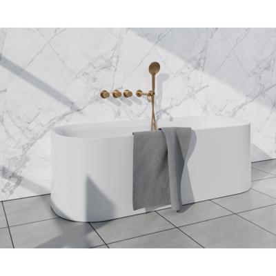 Fortifura Nebbio Badcombinatie-set - thermostaatkraan - inbouwdeel - 2x uitbreiding inbouwdeel - wandaansluitbocht - metalen doucheslang - ronde handdouche - uitloop - geborsteld messing SW1183067 2x SW1183076 2x SW1183080 SW720569 SW706