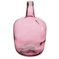 Bloemenvaas - flessen model - glas - roze transparant - 22 x 39 cm