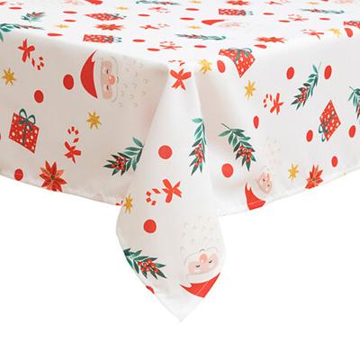 Feeric Christmas Kerst thema tafelkleed - wit - 240 x 140 cm - katoen - tafellaken