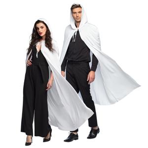 Halloween verkleed cape met capuchon - voor volwassenen - wit - fluweel