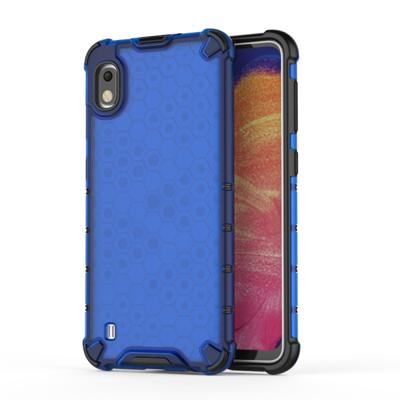 Schokbestendige honingraat PC + TPU Case voor Galaxy A10 (blauw)