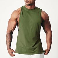 Voor heren Training tanktop Hardlooptanktop Mouwloos Ves / Mouwloos Casual Sportkleding Katoen Ademend Sneldrogend Zacht Sportschooltraining Hardlopen Wandelen Sportkleding Sportkleding Effen Zwart Lightinthebox