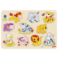 Goki houten noppenpuzzel dieren baby Goki houten noppenpuzzel dieren baby