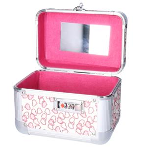 Roze make up opbergkoffer met hartjes en cijferslot 21 x 14 x 21 cm