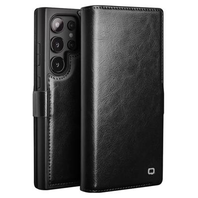 Qialino Samsung Galaxy S25 Ultra hoesje - Leren bookcase - Zwart