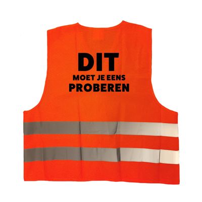 Dit moet je eens proberen vest / hesje oranje met reflecterende strepen voor volwassenen Dit moet je eens proberen vest / hesje oranje met reflecterende strepen voor volwassenen