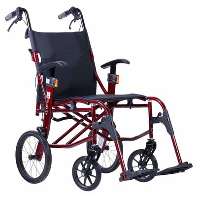 Lichtgewicht transport rolstoel 9.9 | Excel | Kleur: Rood | Handremmen | Verstelbare armsteunen | Lichtste rolstoel 9.9 kg | 1340MK116