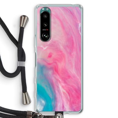 Roze explosie: Sony Xperia 5 III Transparant Hoesje met koord