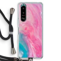 Roze explosie: Sony Xperia 5 III Transparant Hoesje met koord