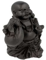 Zwarte Boeddha met Zak en Schaal (9 cm) - thumbnail