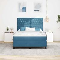 Boxspringbed met matras en LED fluweel donkerblauw 140x190 cm