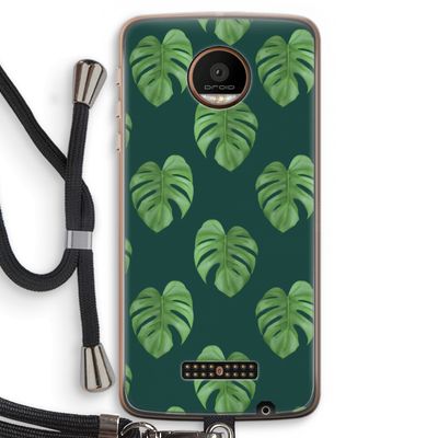 Monstera leaves: Motorola Moto Z Force Transparant Hoesje met koord