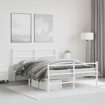 Bedframe met hoofd- en voeteneinde metaal wit 140x190 cm