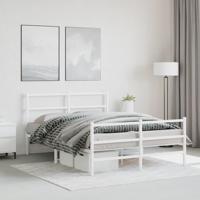 Bedframe met hoofd- en voeteneinde metaal wit 140x190 cm - thumbnail