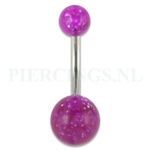 Navelpiercing acryl glitter paars