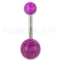 Navelpiercing acryl glitter paars