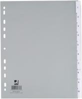 Q-CONNECT tabbladen, A4, PP, 11-gaatsperforatie, 10 tabs, grijs