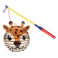 Bol lampion giraf - bruin - H20 cm - papier - met lampionstokje - 43 cm