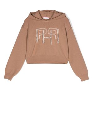 Pinko Kids hoodie en maille à logo brodé - Tons neutres