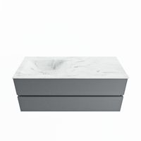 MONDIAZ VICA-DLUX 120cm badmeubel onderkast Plata 2 lades. Inbouw wastafel CLOUD links zonder kraangat, kleur Opalo. - thumbnail