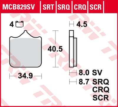 TRW Remblokken, en remschoenen voor de moto, MCB829SRT Sinter road track
