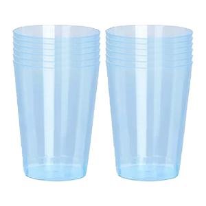 Beker- 12x - blauw - kunststof - 280ml- herbruikbaar glas