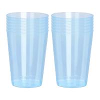 Beker- 12x - blauw - kunststof - 280ml- herbruikbaar glas