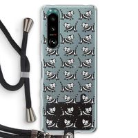 Zwarte poes: Sony Xperia 5 III Transparant Hoesje met koord