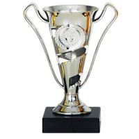 Luxe trofee/prijs beker met oren - zilver - kunststof - 17 x 11 cmÂ? - sportprijs   - - thumbnail