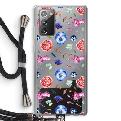 Bloemetjes: Samsung Galaxy Note 20 / Note 20 5G Transparant Hoesje met koord