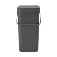Brabantia Sort & Go Afvalemmer - 16 liter - hengsel - met beugel - donker grijs 109966 - thumbnail