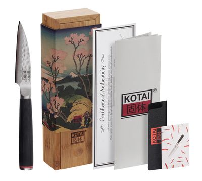 Paring Chef Mes van Kotai - Gehamerd Japans Staal met Bamboe Box - 10cm