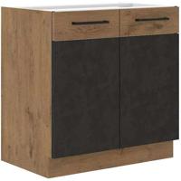 ROCK - Lage kast - 80 cm - Lancelot eik en matera grijs - COOK