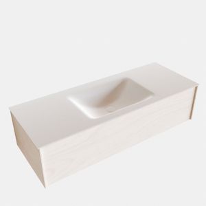 Badkamermeubel BWS Madrid Wit 120x45x30 cm Mat Witte Solid Surface Wastafel (1 kraangat)