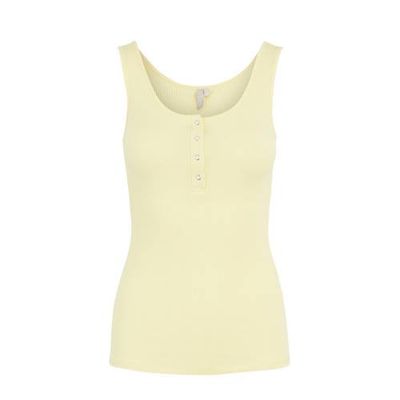 PIECES ribgebreide singlet lichtgeel PIECES ribgebreide singlet lichtgeel