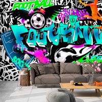 Fotobehang -Passie voor Voetbal , Football II , Graffiti, premium print vliesbehang - thumbnail